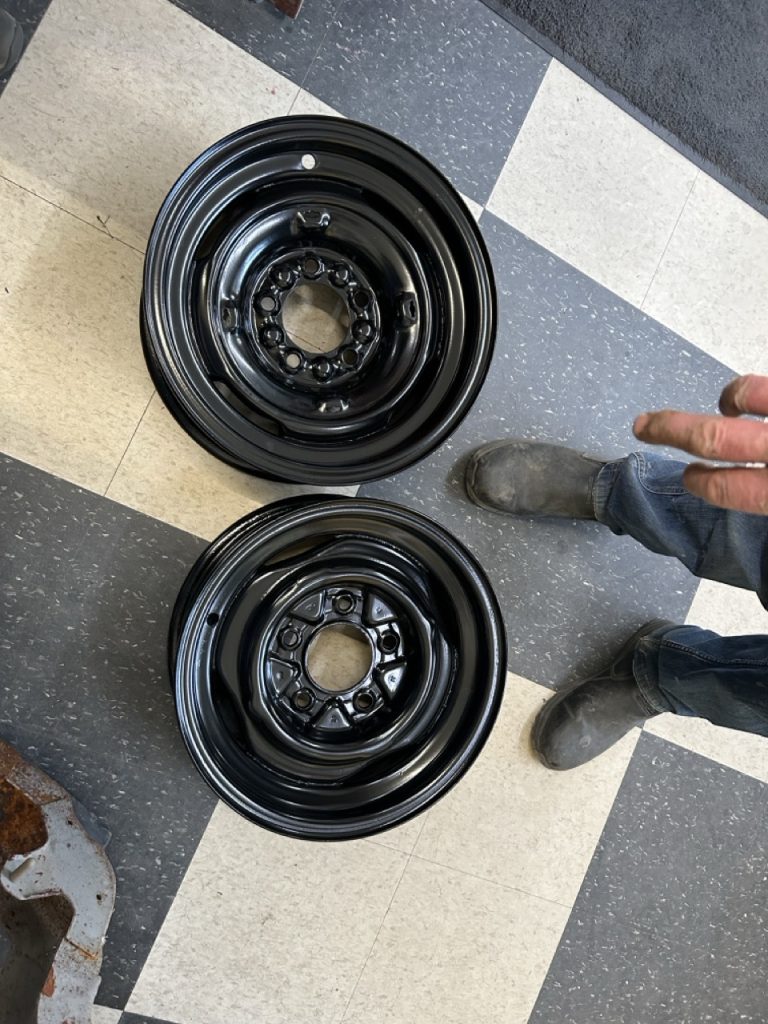 custom black powder coated car rims by galaxie powder coating